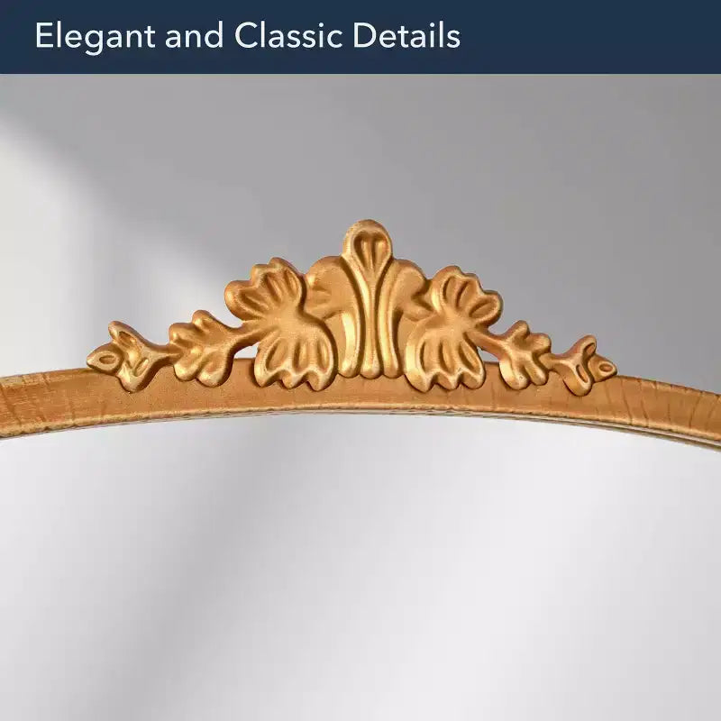 23" x 29.5" Arch Ornate Metal Accent Wall Mirror Antique Gold - Baroque Inspired, No Assembly Required