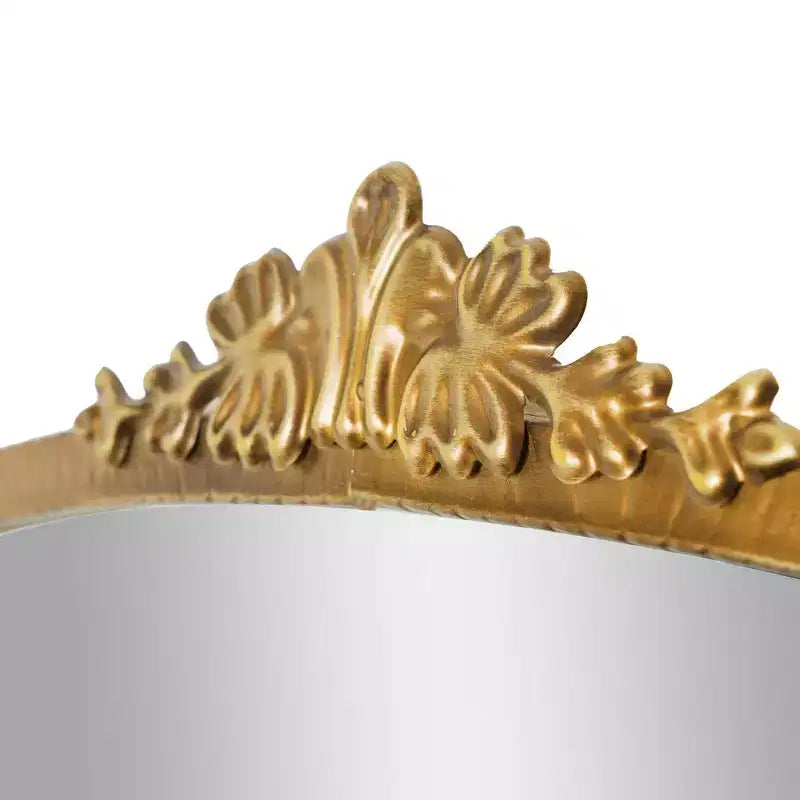 23" x 29.5" Arch Ornate Metal Accent Wall Mirror Antique Gold - Baroque Inspired, No Assembly Required