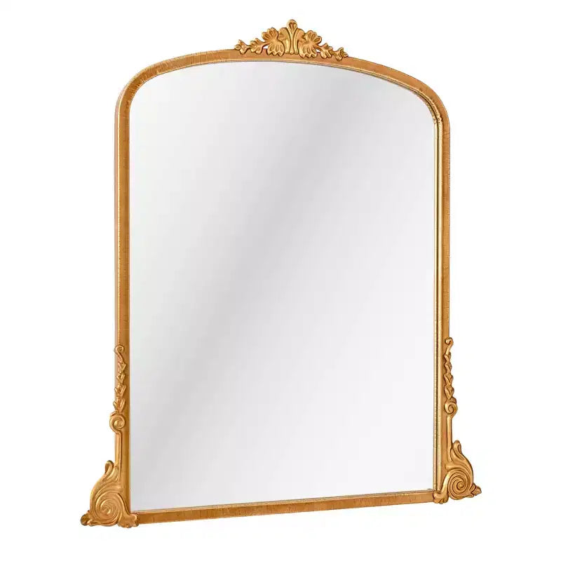 23" x 29.5" Arch Ornate Metal Accent Wall Mirror Antique Gold - Baroque Inspired, No Assembly Required