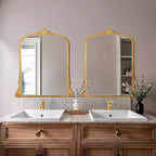 23" x 29.5" Arch Ornate Metal Accent Wall Mirror Antique Gold - Baroque Inspired, No Assembly Required