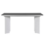 7 Piece Dining Table with 6 Upholstered Dining Chairs, Retro and Rustic, Natural/Gray+White