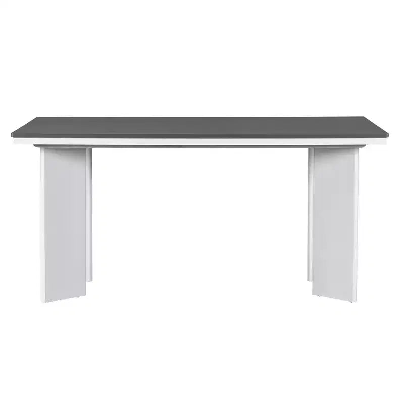 7 Piece Dining Table with 6 Upholstered Dining Chairs, Retro and Rustic, Natural/Gray+White