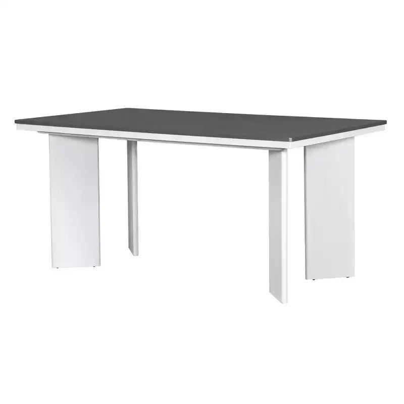 7 Piece Dining Table with 6 Upholstered Dining Chairs, Retro and Rustic, Natural/Gray+White