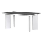 7 Piece Dining Table with 6 Upholstered Dining Chairs, Retro and Rustic, Natural/Gray+White