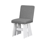 7 Piece Dining Table with 6 Upholstered Dining Chairs, Retro and Rustic, Natural/Gray+White