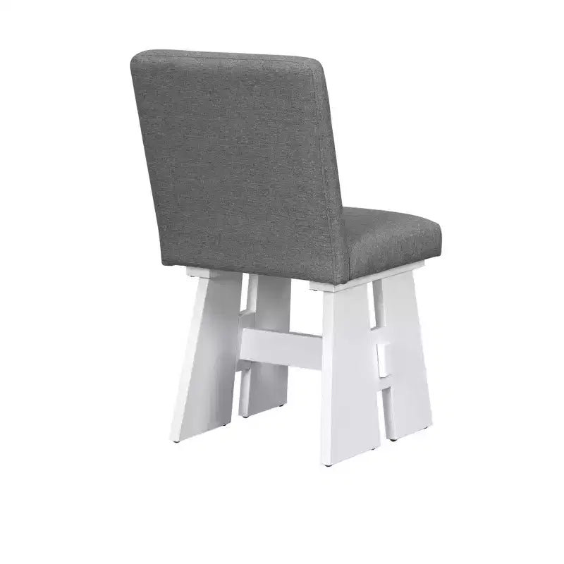 7 Piece Dining Table with 6 Upholstered Dining Chairs, Retro and Rustic, Natural/Gray+White