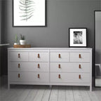 6 in.H Particle Board Horizontal Dressers with 8 Drawers in White Finish