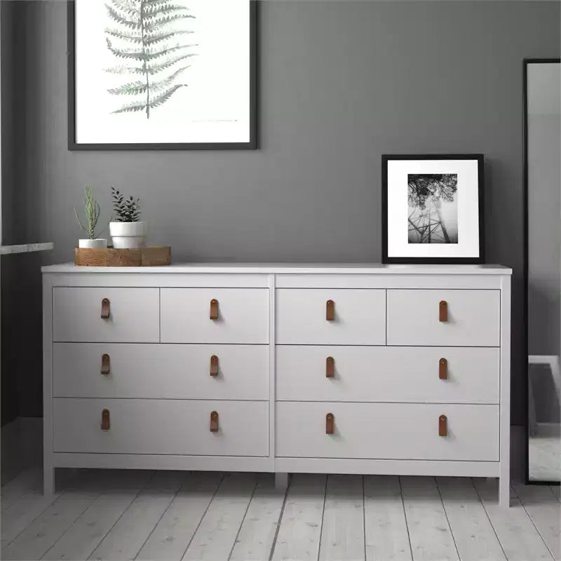 6 in.H Particle Board Horizontal Dressers with 8 Drawers in White Finish