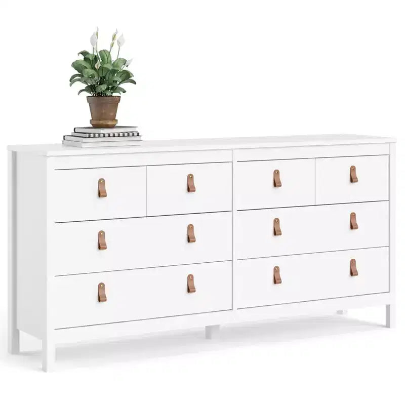 6 in.H Particle Board Horizontal Dressers with 8 Drawers in White Finish