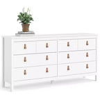 6 in.H Particle Board Horizontal Dressers with 8 Drawers in White Finish