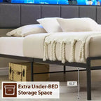 Bed Frame with Storage Headboard, LED Lights, Charging Station, 2 Drawers, No Box Spring Needed, Easy Assembly