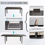 Outdoor Patio Expandable 65-95 Dining Table, Metal Aluminum 6-8 Person Rectangular Table