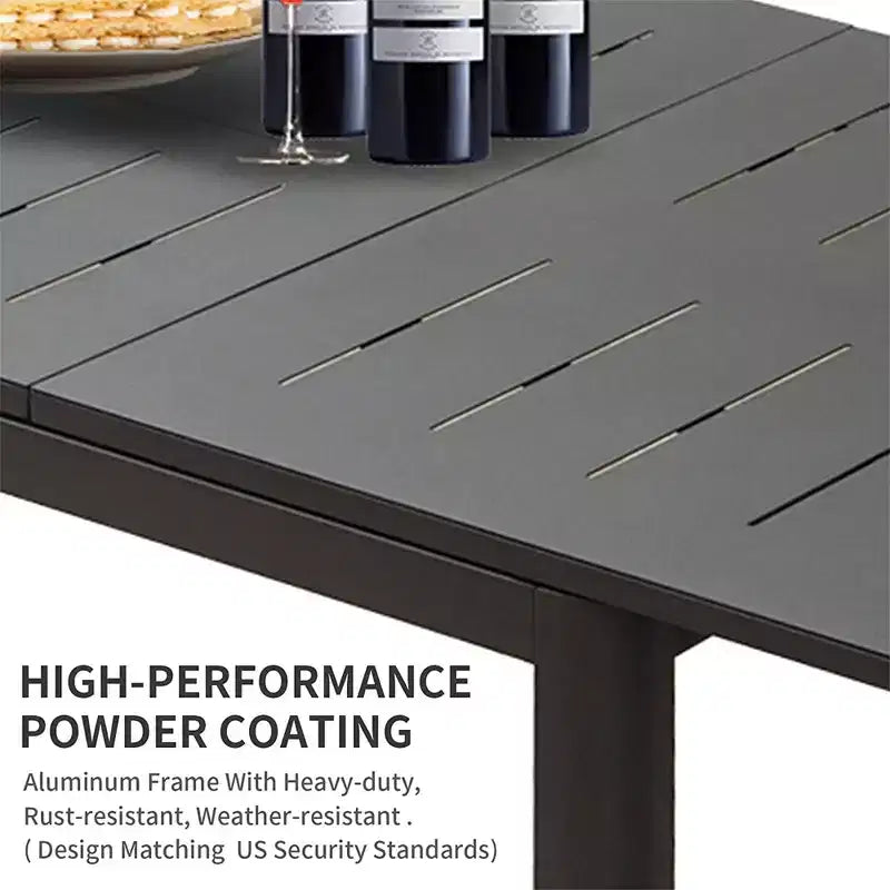 Outdoor Patio Expandable 65-95 Dining Table, Metal Aluminum 6-8 Person Rectangular Table