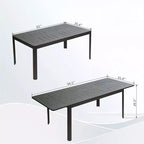 Outdoor Patio Expandable 65-95 Dining Table, Metal Aluminum 6-8 Person Rectangular Table