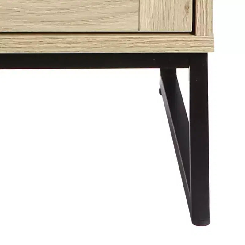 Rattan Nightstand, Boho Bedside Table with Storage Drawer & Metal Legs, Farmhouse Wood Small Night Stand End Table for Bedroom Living Room
