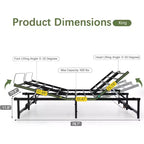 Adjustable Bed Frame Electric Bed Base with Wired Remote, Ergonomic Foot and Head Incline Function, King