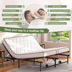 Adjustable Bed Frame Electric Bed Base with Wired Remote, Ergonomic Foot and Head Incline Function, King