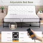 Adjustable Bed Frame Electric Bed Base with Wired Remote, Ergonomic Foot and Head Incline Function, King