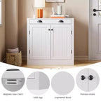 White Sideboard Buffet Cabinet, Wooden Coffee Bar Cabinet with Drawer, Adjustable Shelf, Farmhouse Storage Cabinets