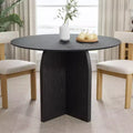 PexFix 42 x 42 Solid Wood Round Dining Table with Black Finish and Elegant Arched Legs for Modern Dining Rooms & Kitchens