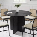 42 x 42 Solid Wood Round Dining Table with Black Finish and Elegant Arched Legs for Modern Dining Rooms & Kitchens