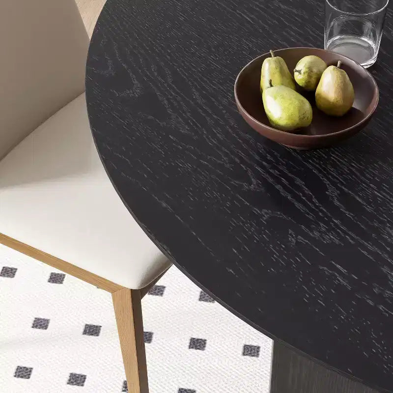 42 x 42 Solid Wood Round Dining Table with Black Finish and Elegant Arched Legs for Modern Dining Rooms & Kitchens