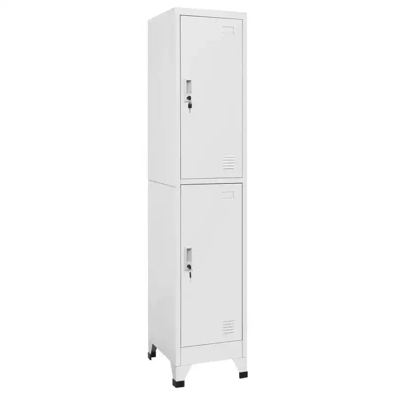 Locker Grey Steel Large Locker Cabinet Rectangular Industrial - Gray With 2 Lockers