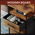 Filing Cabinet 2 Drawer Mobile with Open Storage Shelf, Rolling Printer Stand for Home Office, Fits A4 Size, Rustic Brown Wood Grain