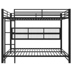 Metal Queen over Queen Bunk Bed with Storage Cabinets and LED, Black