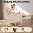Rocking Chair Nursery Chair with Foot Rest, Recliner Armchair with High Backrest& Wood Legs and Side Pocket for Living Room, Bedroom,Grey