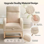 Rocking Chair Nursery Chair with Foot Rest, Recliner Armchair with High Backrest& Wood Legs and Side Pocket for Living Room, Bedroom,Grey