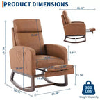 Rocking Chair Nursery Chair with Foot Rest, Recliner Armchair with High Backrest& Wood Legs and Side Pocket for Living Room, Bedroom,Grey