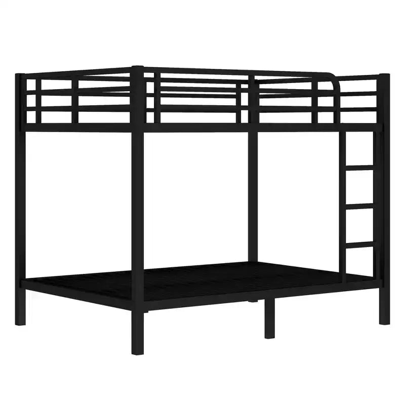 Metal Full over Full Bunk Bed for Teens and Adults Space-Saving and No Box Spring Needed Black