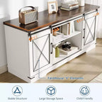 Farmhouse TV Stand and Entertainment Center for TV Up to 65 Inches with Sliding Barn Doors and Adjustable Shelf, for Living Room, Bedroom