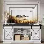 Farmhouse TV Stand and Entertainment Center for TV Up to 65 Inches with Sliding Barn Doors and Adjustable Shelf, for Living Room, Bedroom
