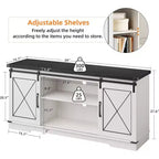 Farmhouse TV Stand and Entertainment Center for TV Up to 65 Inches with Sliding Barn Doors and Adjustable Shelf, for Living Room, Bedroom