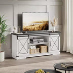 Farmhouse TV Stand and Entertainment Center for TV Up to 65 Inches with Sliding Barn Doors and Adjustable Shelf, for Living Room, Bedroom