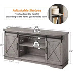 Farmhouse TV Stand and Entertainment Center for TV Up to 65 Inches with Sliding Barn Doors and Adjustable Shelf, for Living Room, Bedroom
