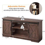 Farmhouse TV Stand and Entertainment Center for TV Up to 65 Inches with Sliding Barn Doors and Adjustable Shelf, for Living Room, Bedroom