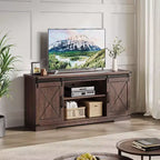 Farmhouse TV Stand and Entertainment Center for TV Up to 65 Inches with Sliding Barn Doors and Adjustable Shelf, for Living Room, Bedroom