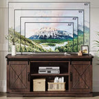 Farmhouse TV Stand and Entertainment Center for TV Up to 65 Inches with Sliding Barn Doors and Adjustable Shelf, for Living Room, Bedroom