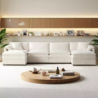 6-Piece Chenille U-Shaped Modular Sectional Sofa with Dual Ottomans and Double-Layer Cushions