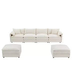 6-Piece Chenille U-Shaped Modular Sectional Sofa with Dual Ottomans and Double-Layer Cushions