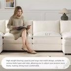 6-Piece Chenille U-Shaped Modular Sectional Sofa with Dual Ottomans and Double-Layer Cushions