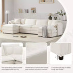 6-Piece Chenille U-Shaped Modular Sectional Sofa with Dual Ottomans and Double-Layer Cushions