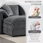6-Piece Chenille U-Shaped Modular Sectional Sofa with Dual Ottomans and Double-Layer Cushions