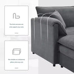 6-Piece Chenille U-Shaped Modular Sectional Sofa with Dual Ottomans and Double-Layer Cushions