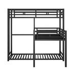 Metal Bunk Bed for 3 Kids, L-Shaped Twin Size Triple Bunk Bed Frame, 3 Beds Bunk Bed for Kids Teens Adults, Black