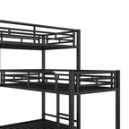 Metal Bunk Bed for 3 Kids, L-Shaped Twin Size Triple Bunk Bed Frame, 3 Beds Bunk Bed for Kids Teens Adults, Black