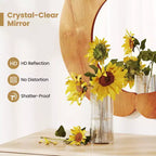 Irregular Wall Mirror 29 Inch Rustic Hanging Vanity Mirror with Teak Wood Frame